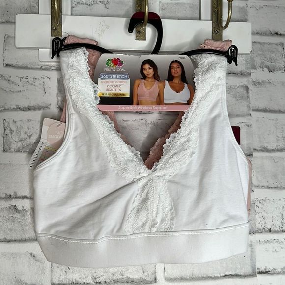 NWT Fruit of the Loom Pack of 2 Bralettes with Lace size Small - Picture 1 of 6